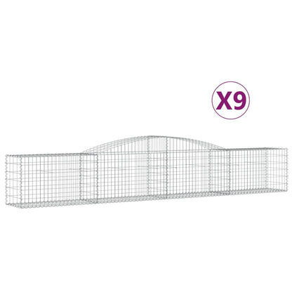 Gabionen mit Hochbogen 9 Stk. 400x50x60/80cm Verzinktes Eisen - Pazzar.ch