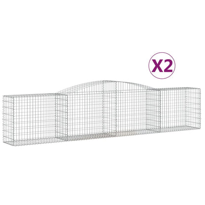 Gabionen mit Hochbogen 2 Stk. 400x50x80/100cm Verzinktes Eisen - Pazzar.ch