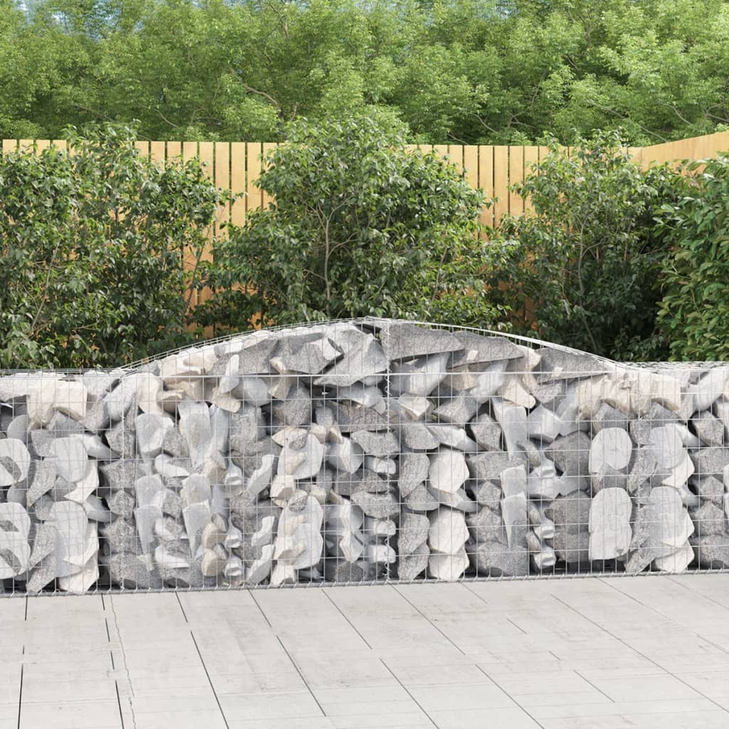 Gabionen mit Hochbogen 2 Stk. 400x50x80/100cm Verzinktes Eisen - Pazzar.ch