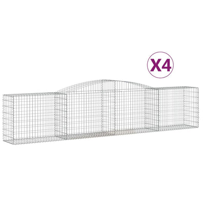 Gabionen mit Hochbogen 4 Stk. 400x50x80/100cm Verzinktes Eisen - Pazzar.ch