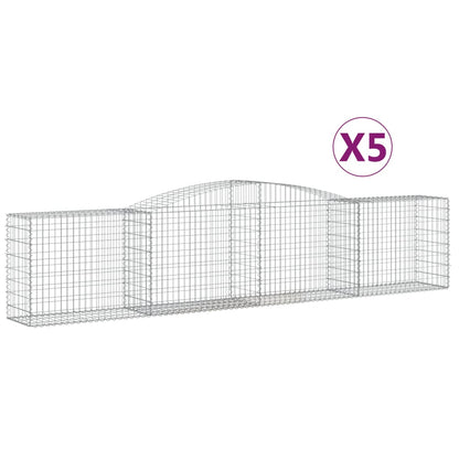 Gabionen mit Hochbogen 5 Stk. 400x50x80/100cm Verzinktes Eisen - Pazzar.ch