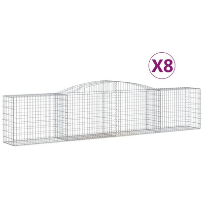 Gabionen mit Hochbogen 8 Stk. 400x50x80/100cm Verzinktes Eisen - Pazzar.ch