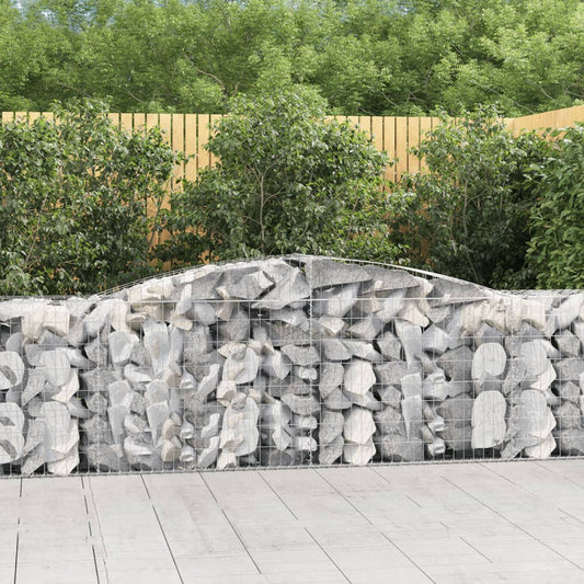 Gabionen mit Hochbogen 8 Stk. 400x50x80/100cm Verzinktes Eisen - Pazzar.ch