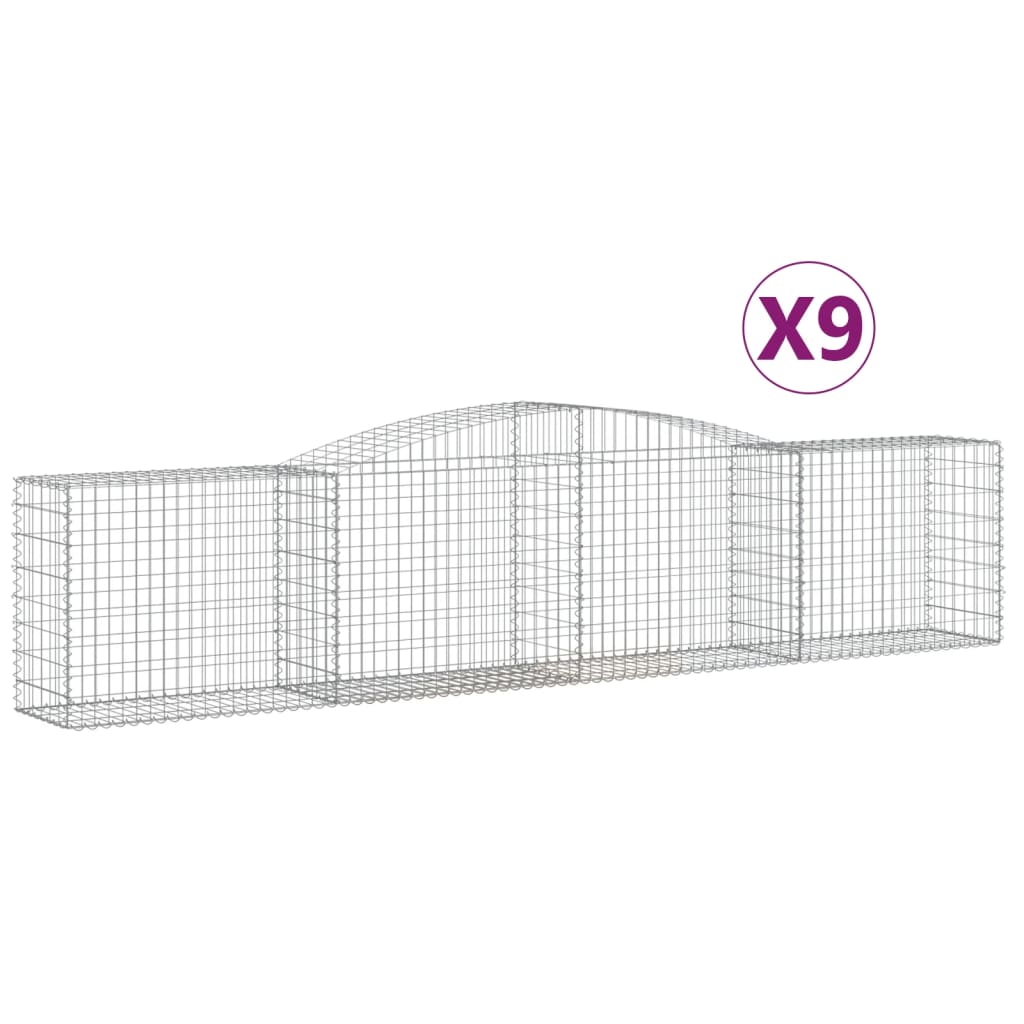 Gabionen mit Hochbogen 9 Stk. 400x50x80/100cm Verzinktes Eisen - Pazzar.ch