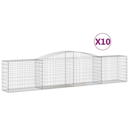Gabionen mit Hochbogen 10 Stk. 400x50x80/100cm Verzinktes Eisen - Pazzar.ch