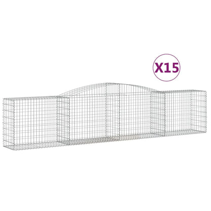 Gabionen mit Hochbogen 15 Stk. 400x50x80/100cm Verzinktes Eisen - Pazzar.ch