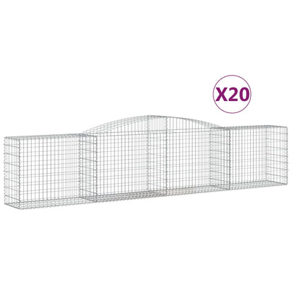Gabionen mit Hochbogen 20 Stk. 400x50x80/100cm Verzinktes Eisen - Pazzar.ch