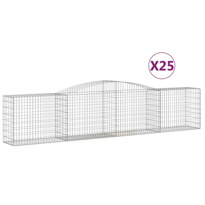 Gabionen mit Hochbogen 25 Stk. 400x50x80/100cm Verzinktes Eisen - Pazzar.ch