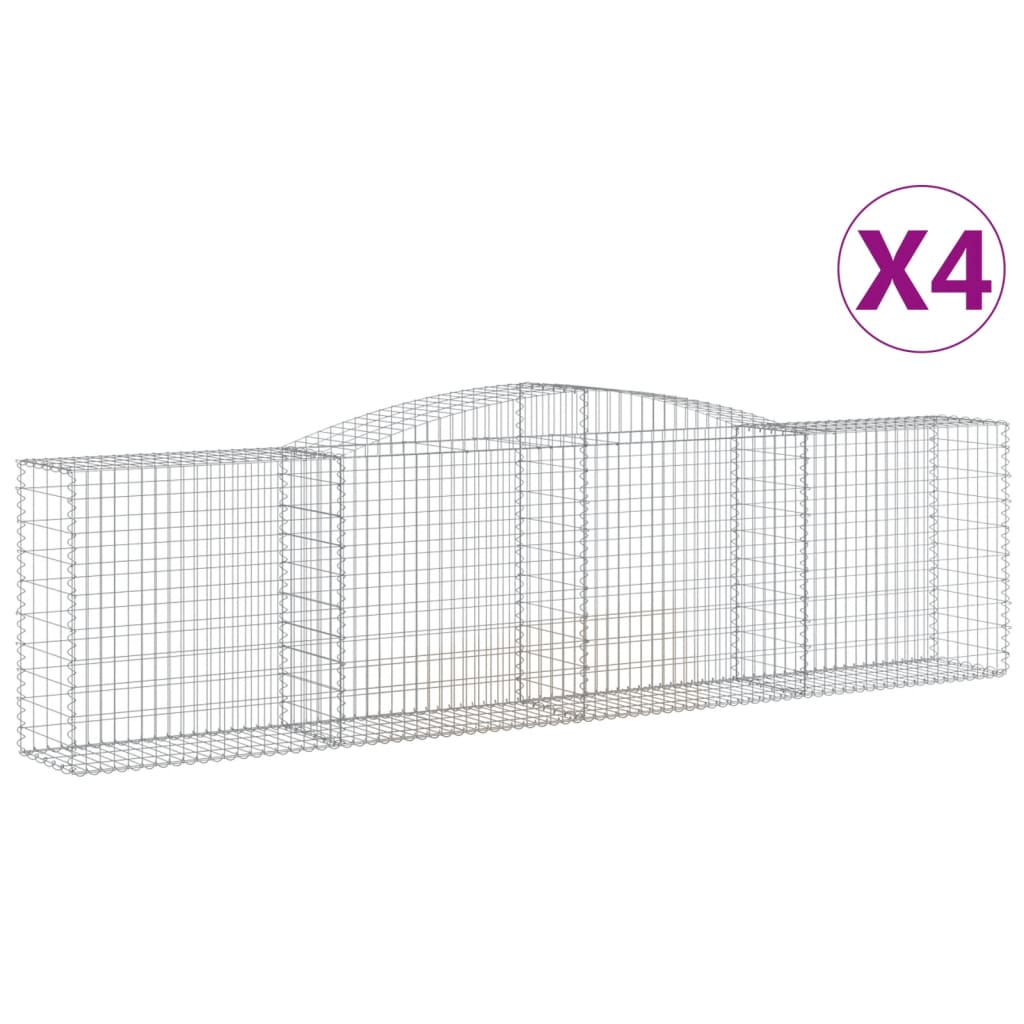 Gabionen mit Hochbogen 4 Stk. 400x50x100/120cm Verzinktes Eisen - Pazzar.ch
