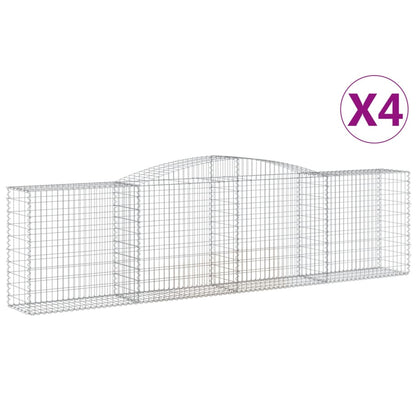 Gabionen mit Hochbogen 4 Stk. 400x50x100/120cm Verzinktes Eisen - Pazzar.ch
