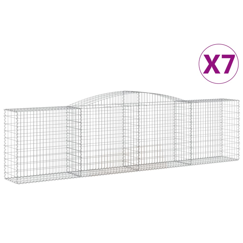 Gabionen mit Hochbogen 7 Stk. 400x50x100/120cm Verzinktes Eisen - Pazzar.ch