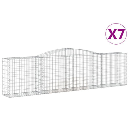 Gabionen mit Hochbogen 7 Stk. 400x50x100/120cm Verzinktes Eisen - Pazzar.ch