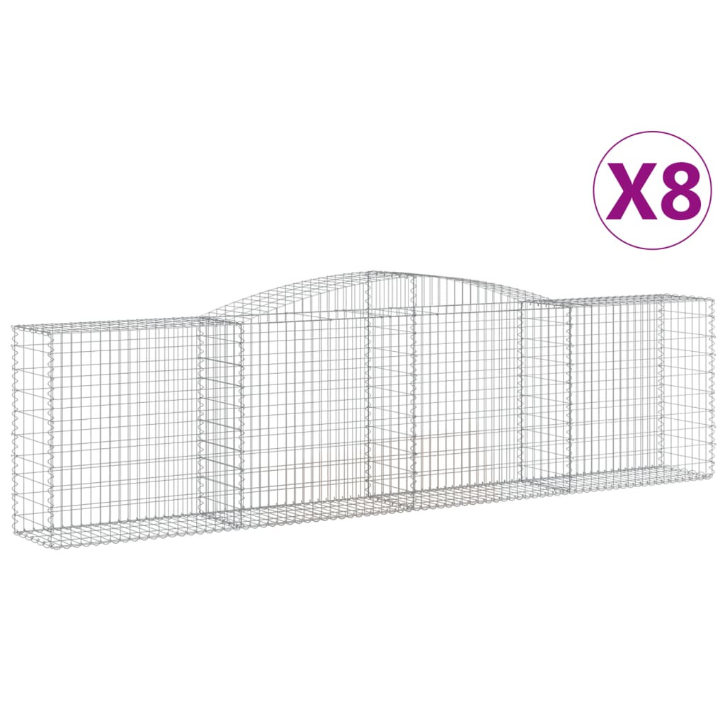 Gabionen mit Hochbogen 8 Stk. 400x50x100/120cm Verzinktes Eisen - Pazzar.ch
