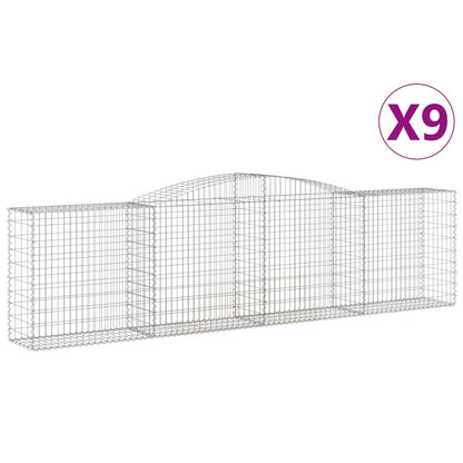 Gabionen mit Hochbogen 9 Stk. 400x50x100/120cm Verzinktes Eisen - Pazzar.ch