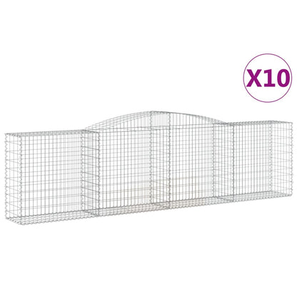 Gabionen mit Hochbogen 10 Stk 400x50x100/120cm Verzinktes Eisen - Pazzar.ch