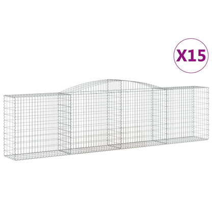 Gabionen mit Hochbogen 15 Stk 400x50x100/120cm Verzinktes Eisen - Pazzar.ch