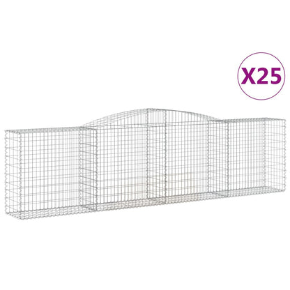 Gabionen mit Hochbogen 25 Stk 400x50x100/120cm Verzinktes Eisen - Pazzar.ch