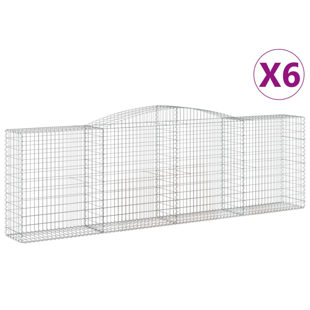 Gabionen mit Hochbogen 6 Stk. 400x50x120/140cm Verzinktes Eisen - Pazzar.ch
