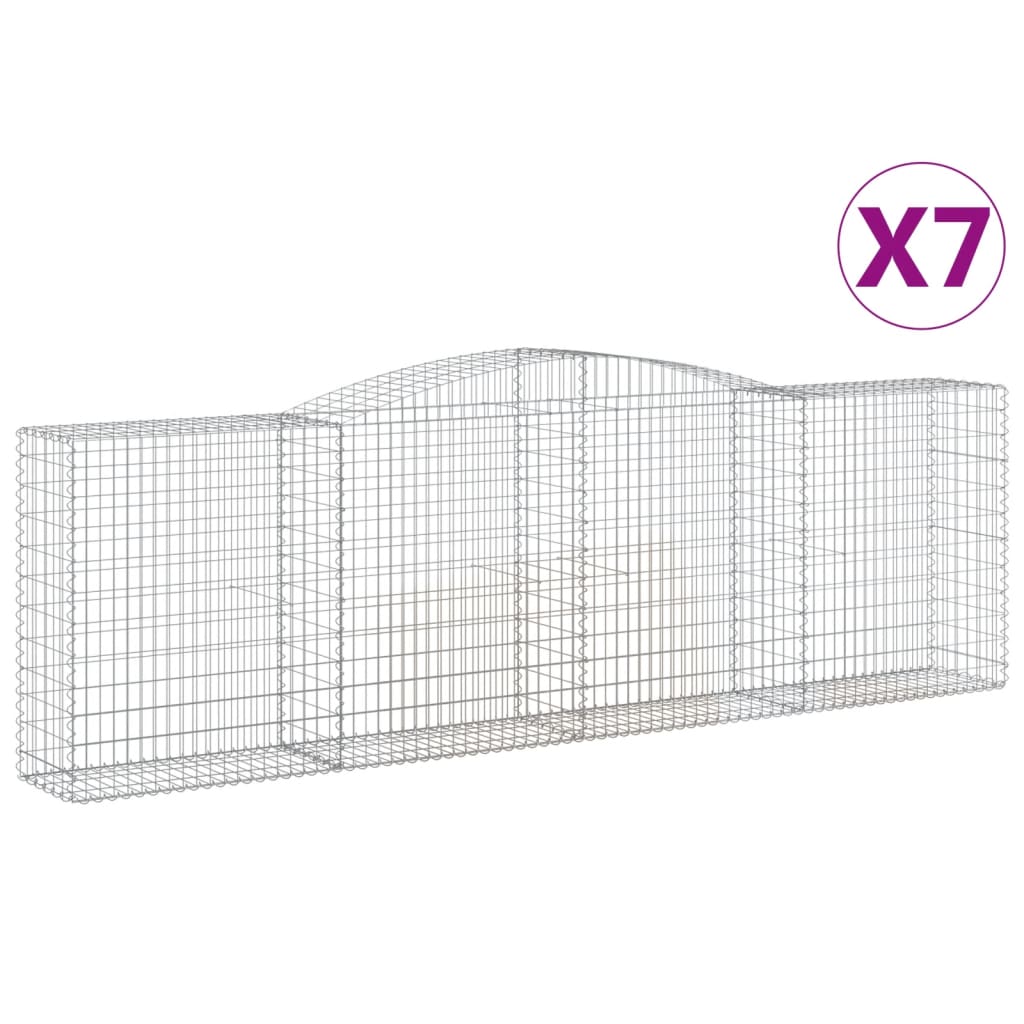 Gabionen mit Hochbogen 7 Stk. 400x50x120/140cm Verzinktes Eisen - Pazzar.ch