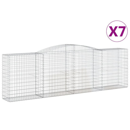 Gabionen mit Hochbogen 7 Stk. 400x50x120/140cm Verzinktes Eisen - Pazzar.ch