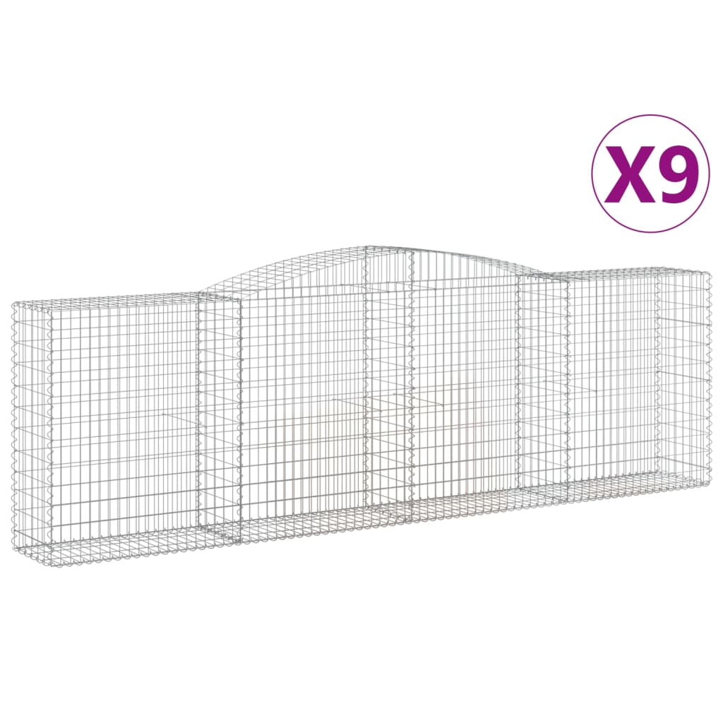 Gabionen mit Hochbogen 9 Stk. 400x50x120/140cm Verzinktes Eisen - Pazzar.ch
