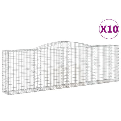 Gabionen mit Hochbogen 10 Stk 400x50x120/140cm Verzinktes Eisen - Pazzar.ch