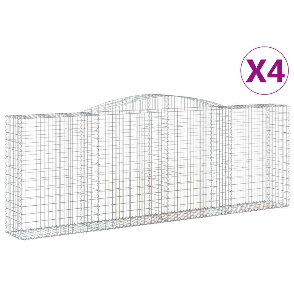 Gabionen mit Hochbogen 4 Stk. 400x50x140/160cm Verzinktes Eisen - Pazzar.ch