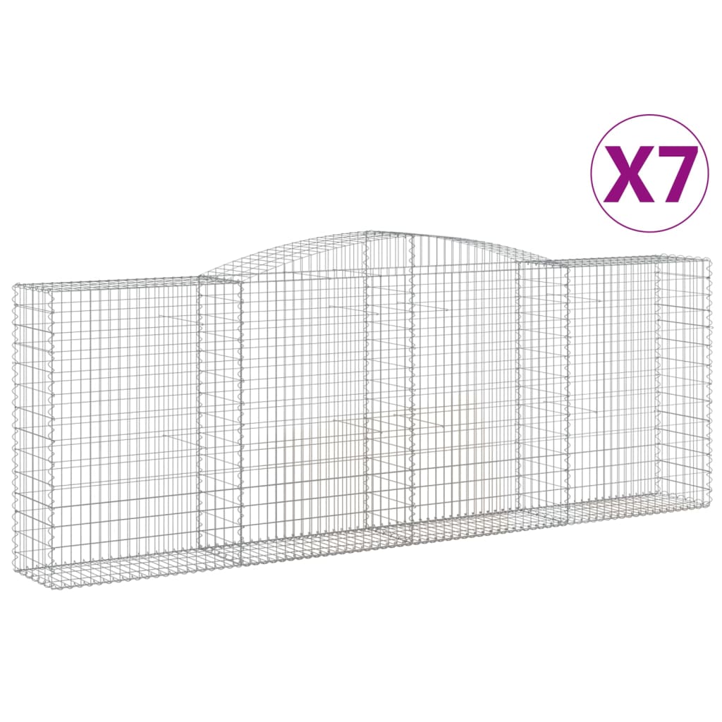 Gabionen mit Hochbogen 7 Stk. 400x50x140/160cm Verzinktes Eisen - Pazzar.ch