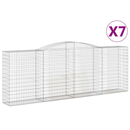 Gabionen mit Hochbogen 7 Stk. 400x50x140/160cm Verzinktes Eisen - Pazzar.ch