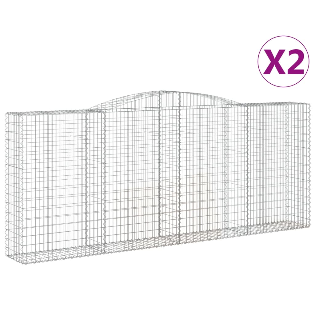 Gabionen mit Hochbogen 2 Stk. 400x50x160/180cm Verzinktes Eisen - Pazzar.ch