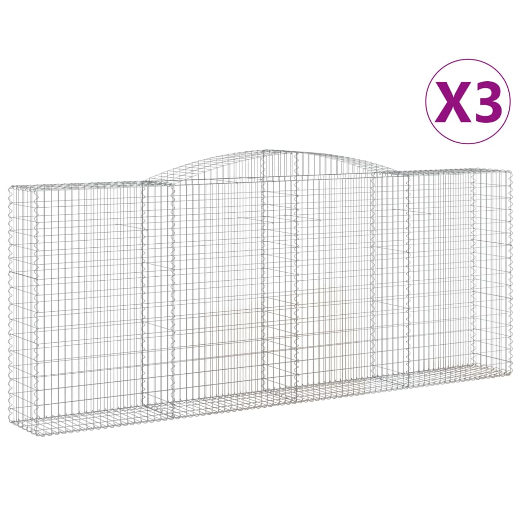Gabionen mit Hochbogen 3 Stk. 400x50x160/180cm Verzinktes Eisen - Pazzar.ch
