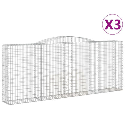 Gabionen mit Hochbogen 3 Stk. 400x50x160/180cm Verzinktes Eisen - Pazzar.ch