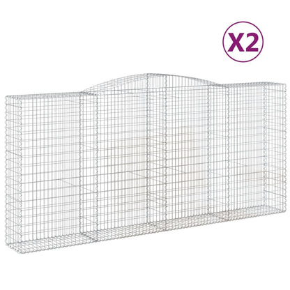 Gabionen mit Hochbogen 2 Stk. 400x50x180/200cm Verzinktes Eisen - Pazzar.ch