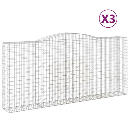 Gabionen mit Hochbogen 3 Stk. 400x50x180/200cm Verzinktes Eisen - Pazzar.ch
