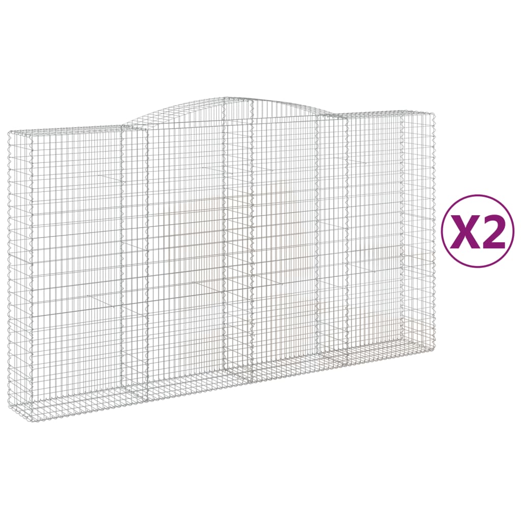Gabionen mit Hochbogen 2 Stk. 400x50x220/240cm Verzinktes Eisen - Pazzar.ch