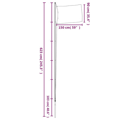 Flagge Irlands mit Mast 6,23 m Aluminium - Pazzar.ch