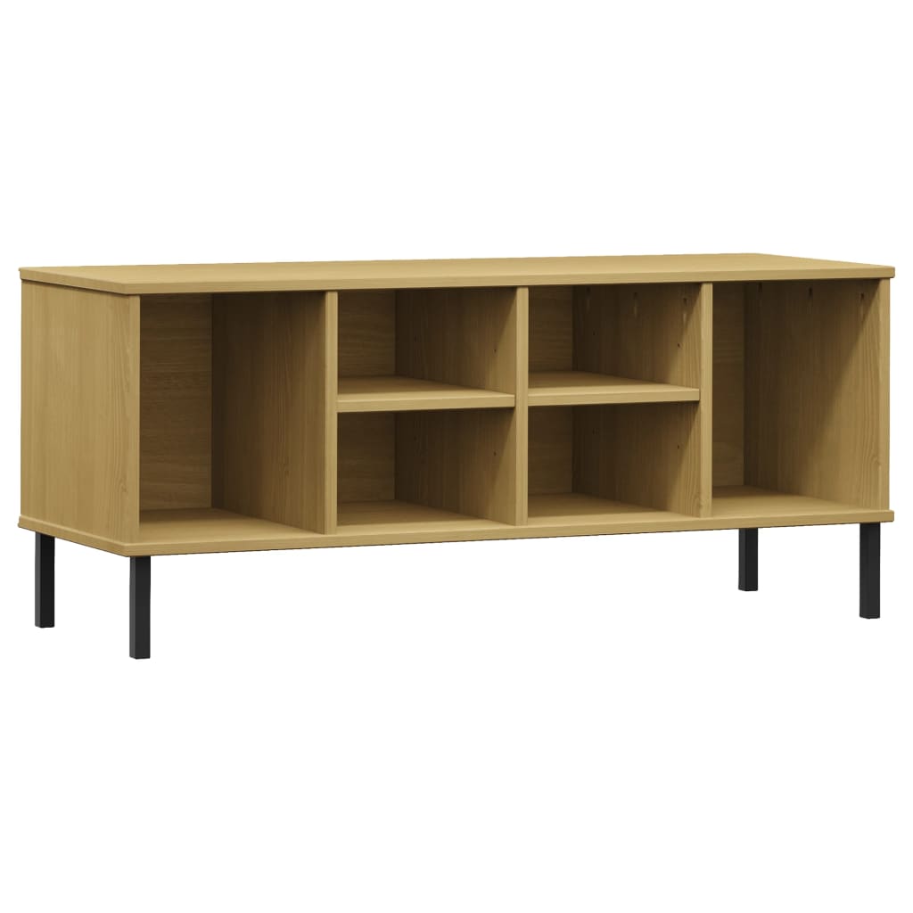 Schuhregal OSLO mit Metallbeinen Braun 106x35x45 cm Massivholz - Pazzar.ch