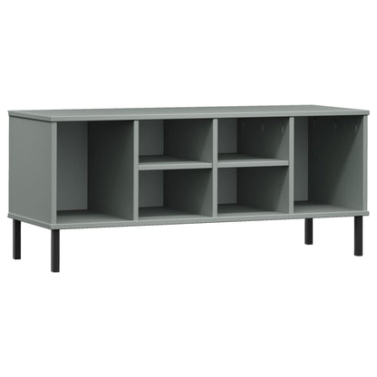 Schuhregal OSLO mit Metallbeinen Grau 106x35x45 cm Massivholz - Pazzar.ch