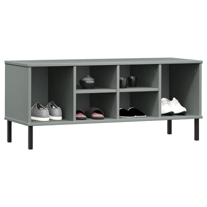 Schuhregal OSLO mit Metallbeinen Grau 106x35x45 cm Massivholz - Pazzar.ch
