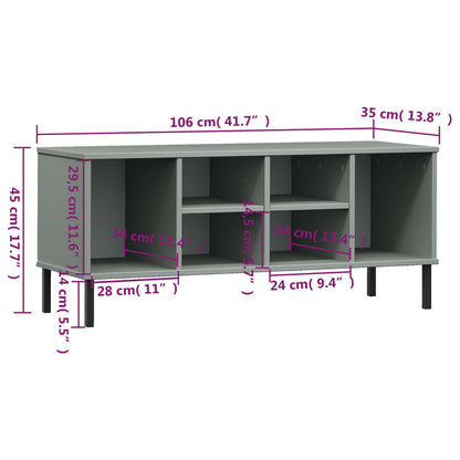 Schuhregal OSLO mit Metallbeinen Grau 106x35x45 cm Massivholz - Pazzar.ch