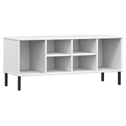 Schuhregal OSLO mit Metallbeinen Weiß 106x35x45 cm Massivholz - Pazzar.ch