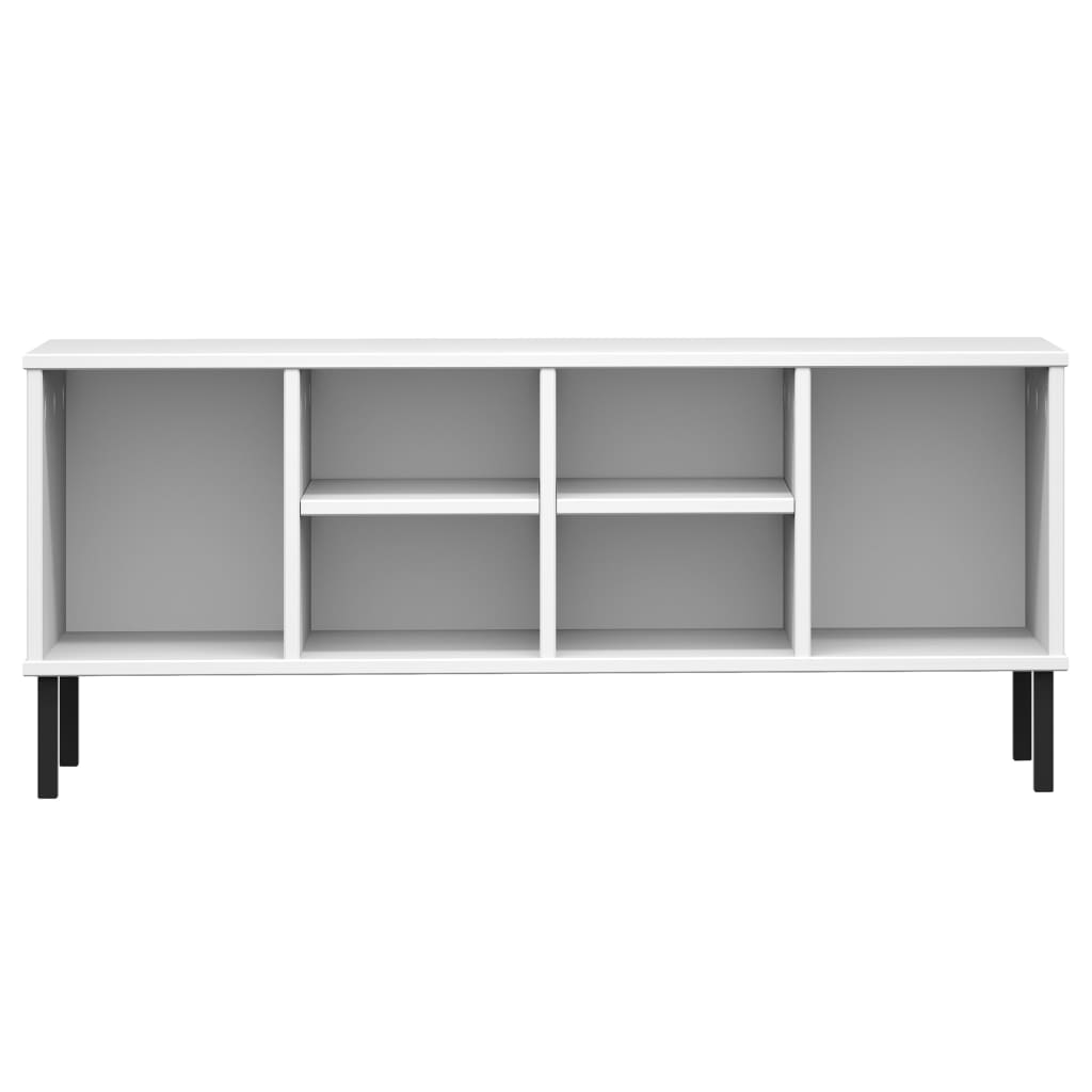 Schuhregal OSLO mit Metallbeinen Weiß 106x35x45 cm Massivholz - Pazzar.ch