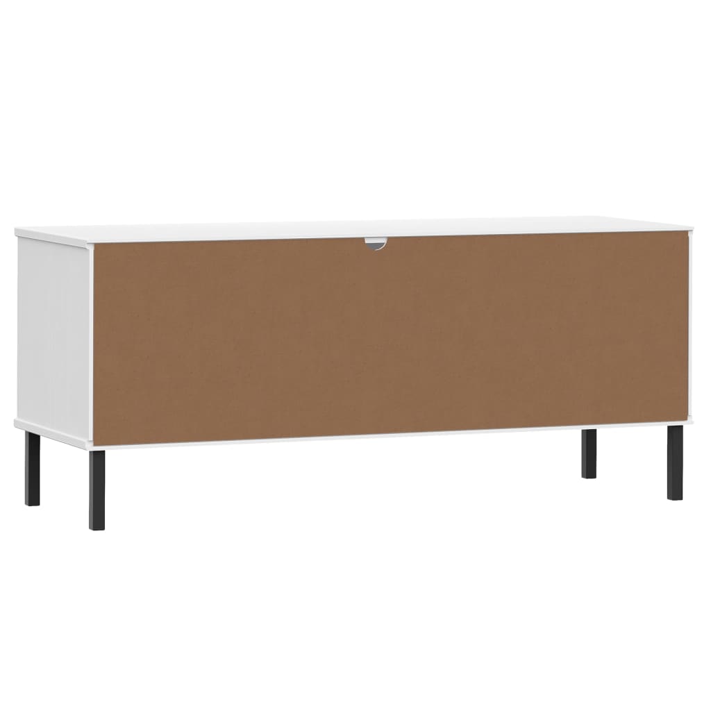 Schuhregal OSLO mit Metallbeinen Weiß 106x35x45 cm Massivholz - Pazzar.ch