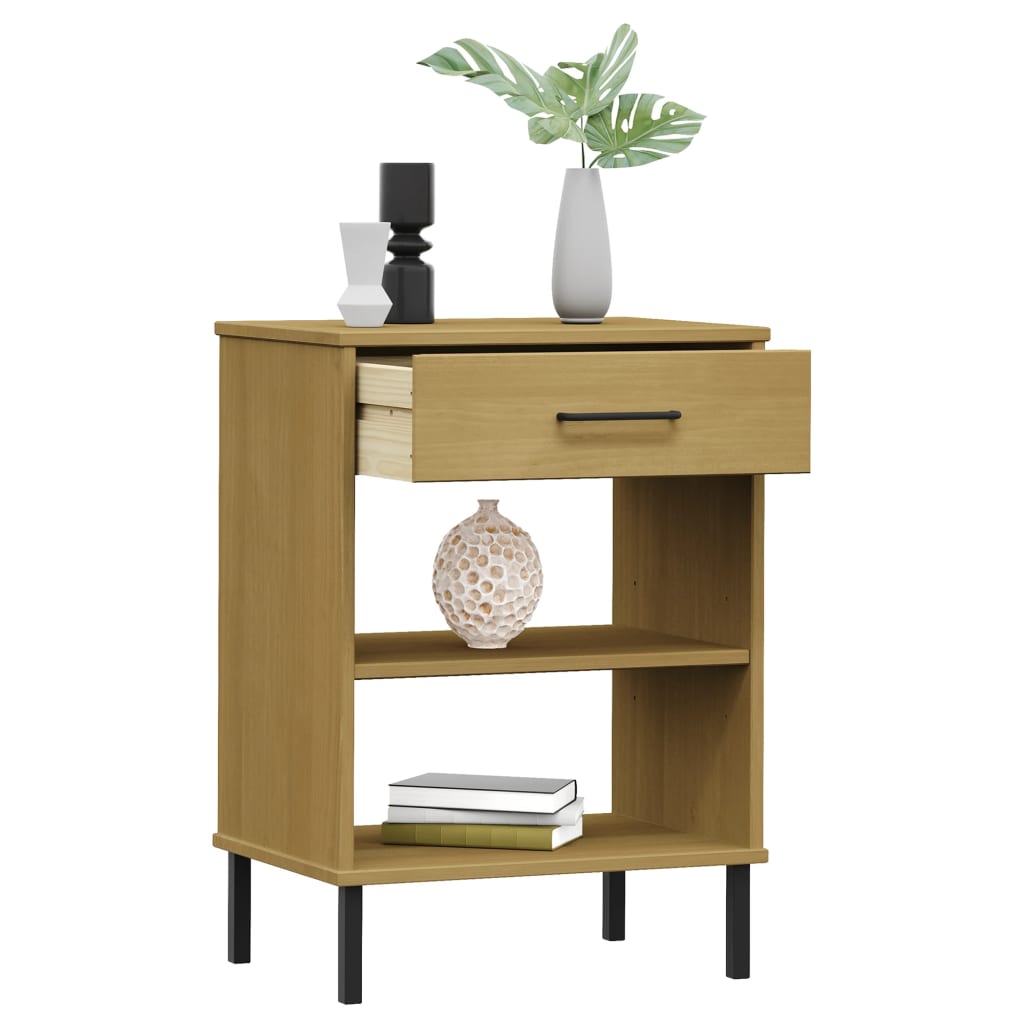 Konsolenschrank OSLO mit Metallbeinen Braun Massivholz Kiefer - Pazzar.ch