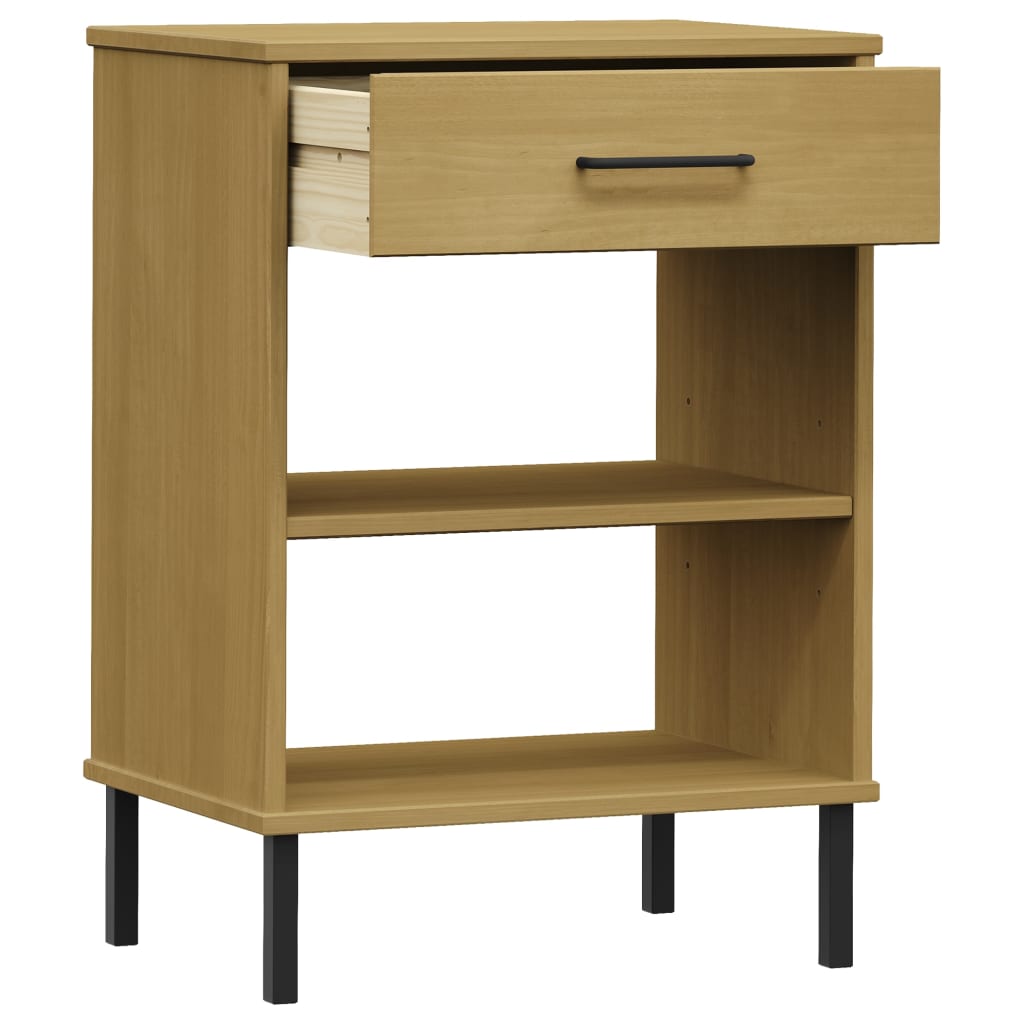 Konsolenschrank OSLO mit Metallbeinen Braun Massivholz Kiefer - Pazzar.ch