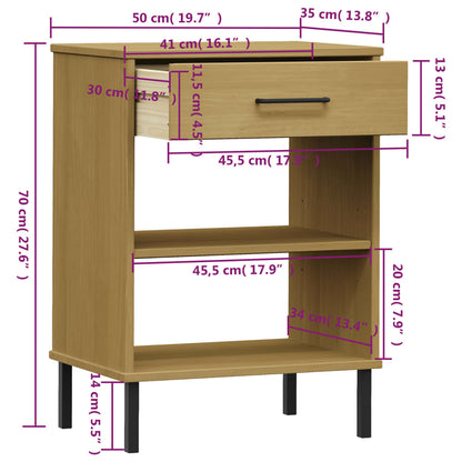 Konsolenschrank OSLO mit Metallbeinen Braun Massivholz Kiefer - Pazzar.ch