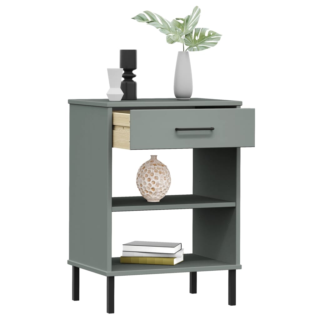 Konsolenschrank OSLO mit Metallbeinen Grau Massivholz Kiefer - Pazzar.ch
