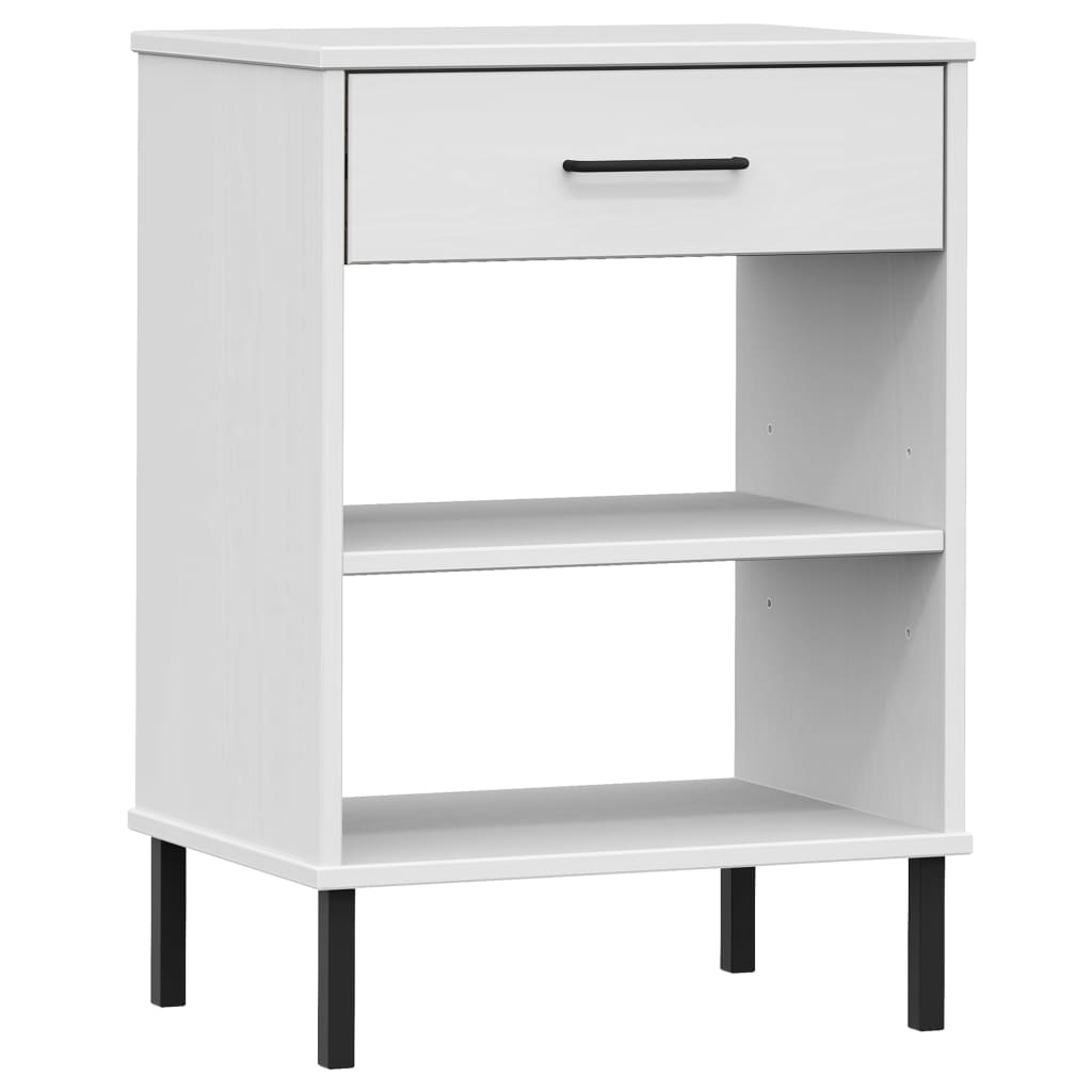 Konsolenschrank OSLO mit Metallbeinen Weiß Massivholz Kiefer - Pazzar.ch