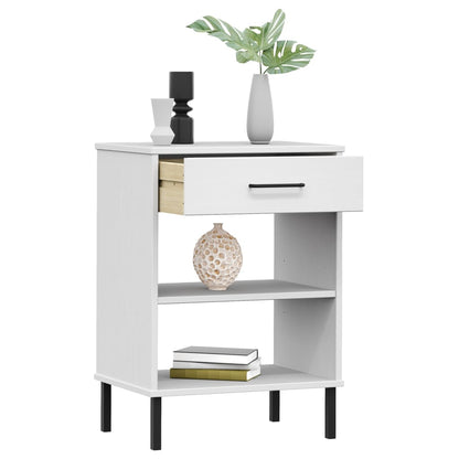 Konsolenschrank OSLO mit Metallbeinen Weiß Massivholz Kiefer - Pazzar.ch