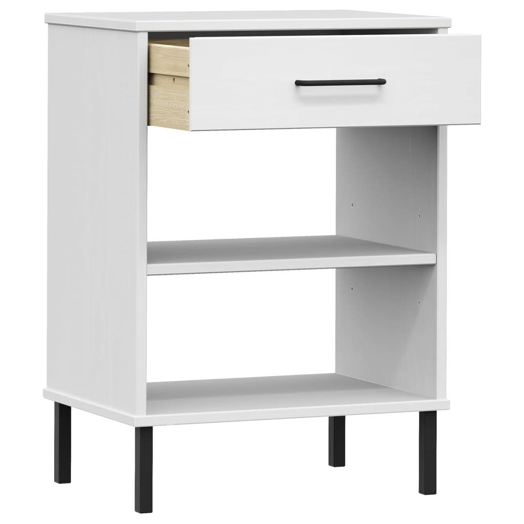 Konsolenschrank OSLO mit Metallbeinen Weiß Massivholz Kiefer - Pazzar.ch